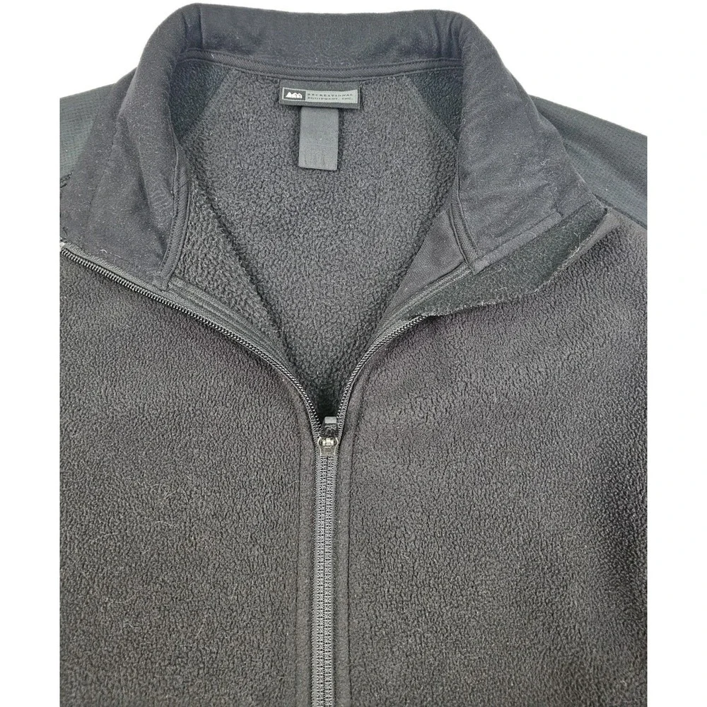 REI Jacket Mens L Fleece Black Polartec Long Sleeve Full Zip Pockets Two Tone